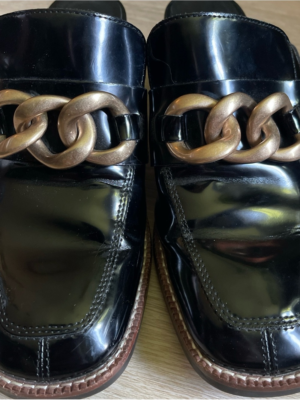 STEVE MADDEN Lorie Black Gold Chain Accent Dress Mules - Picture 2 of 9